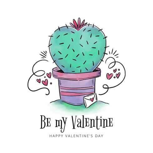 Cute Cactus With Envelope With Elements  vector