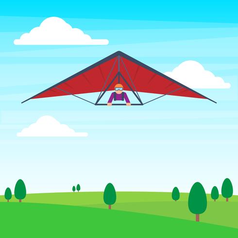 Man On A Hang Glider Illustration vector