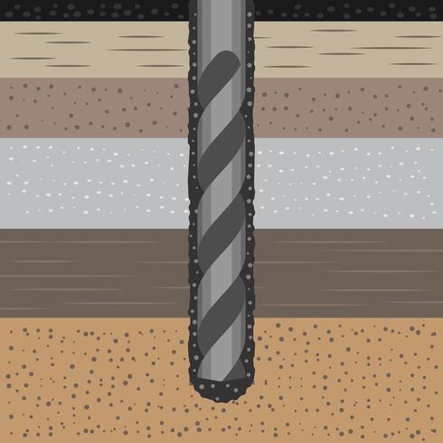 Concepto de geomecánica con perforación de tierra y ilustración de suelo vector