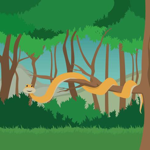 Free Anaconda On Branch Tree Illustration vector