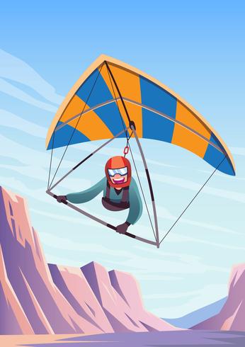 Happy Man Riding Hang Glider vector