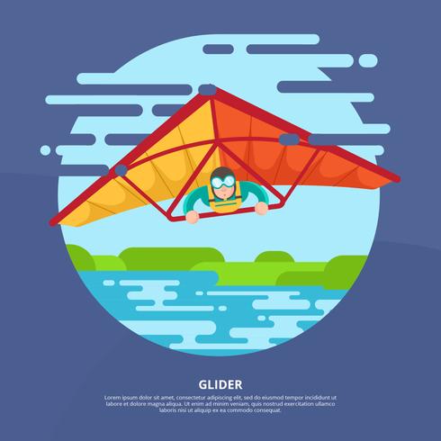 Free Man On Hang-Glider Vector Illustration