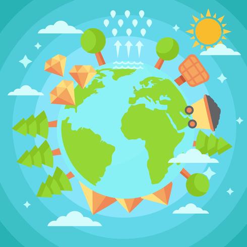 Free Earth With Natural Resources Vector