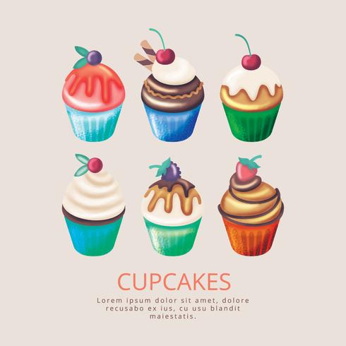 Vector Hand Drawn Cupcakes
