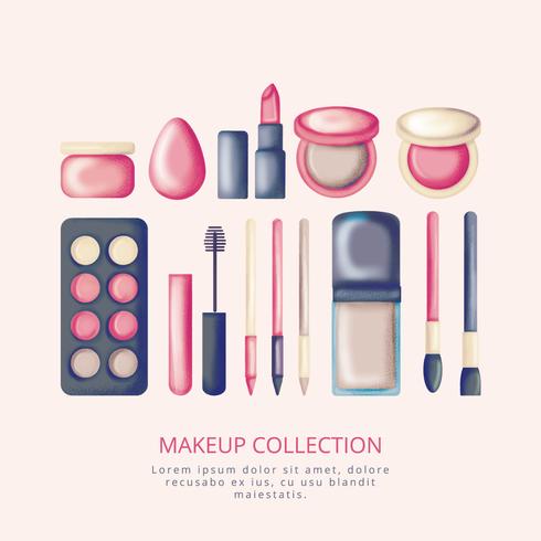 Vector dibujado a mano colección de maquillaje