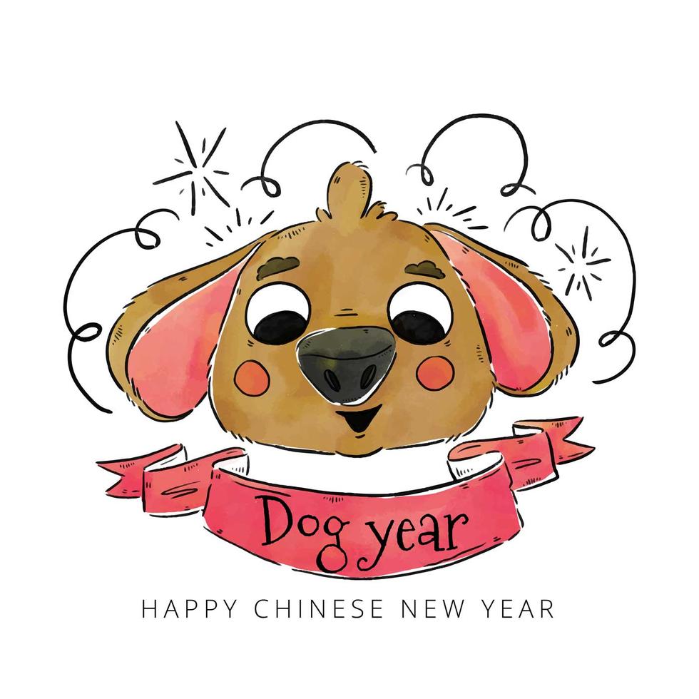 Chinese New Year Dog Character With Ribbon 173147 Vector Art at Vecteezy