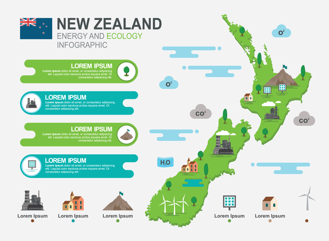 New Zealand Map Infographic vector