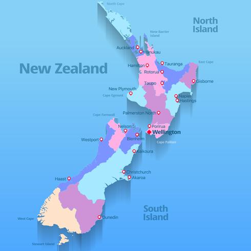 Vector Illustration Of New Zealand Map