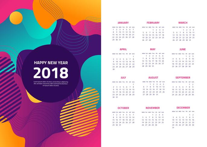 Free Abstract 2018 Calendar Vector