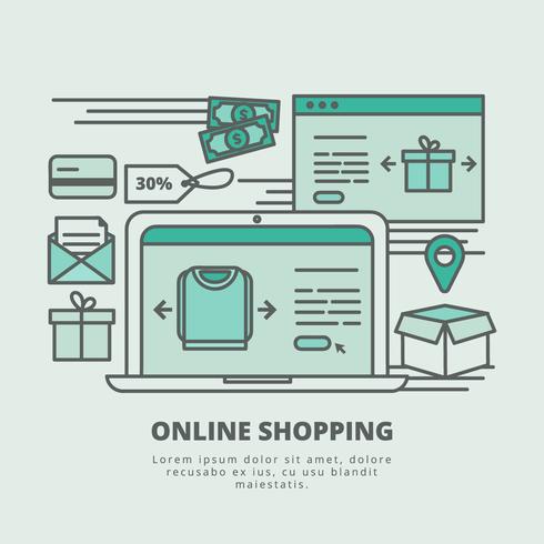 Vector ilustración de compras en línea
