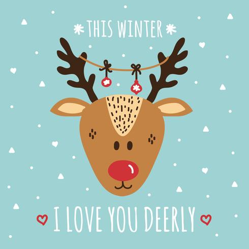 I Love You Deerly Vector Card