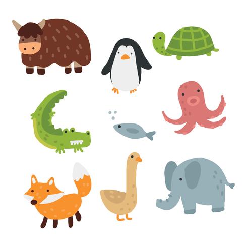 Animal Colorful Doodles vector