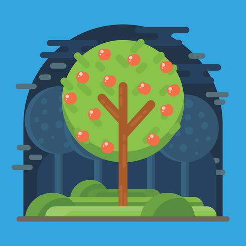 Peach Tree Vector Illustration