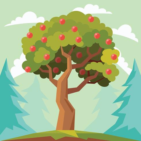 Peach Tree Vector Illustration