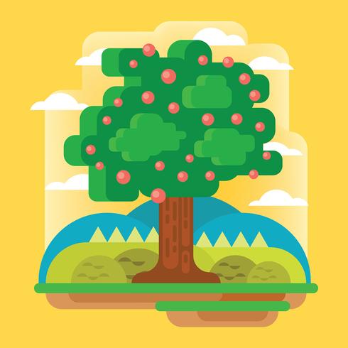 Peach Tree Vector Illustration