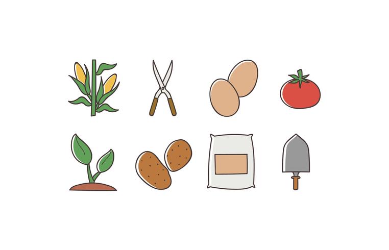 Agriculture doodle icon pack vector