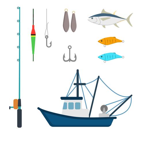 Vectores de pesca plana