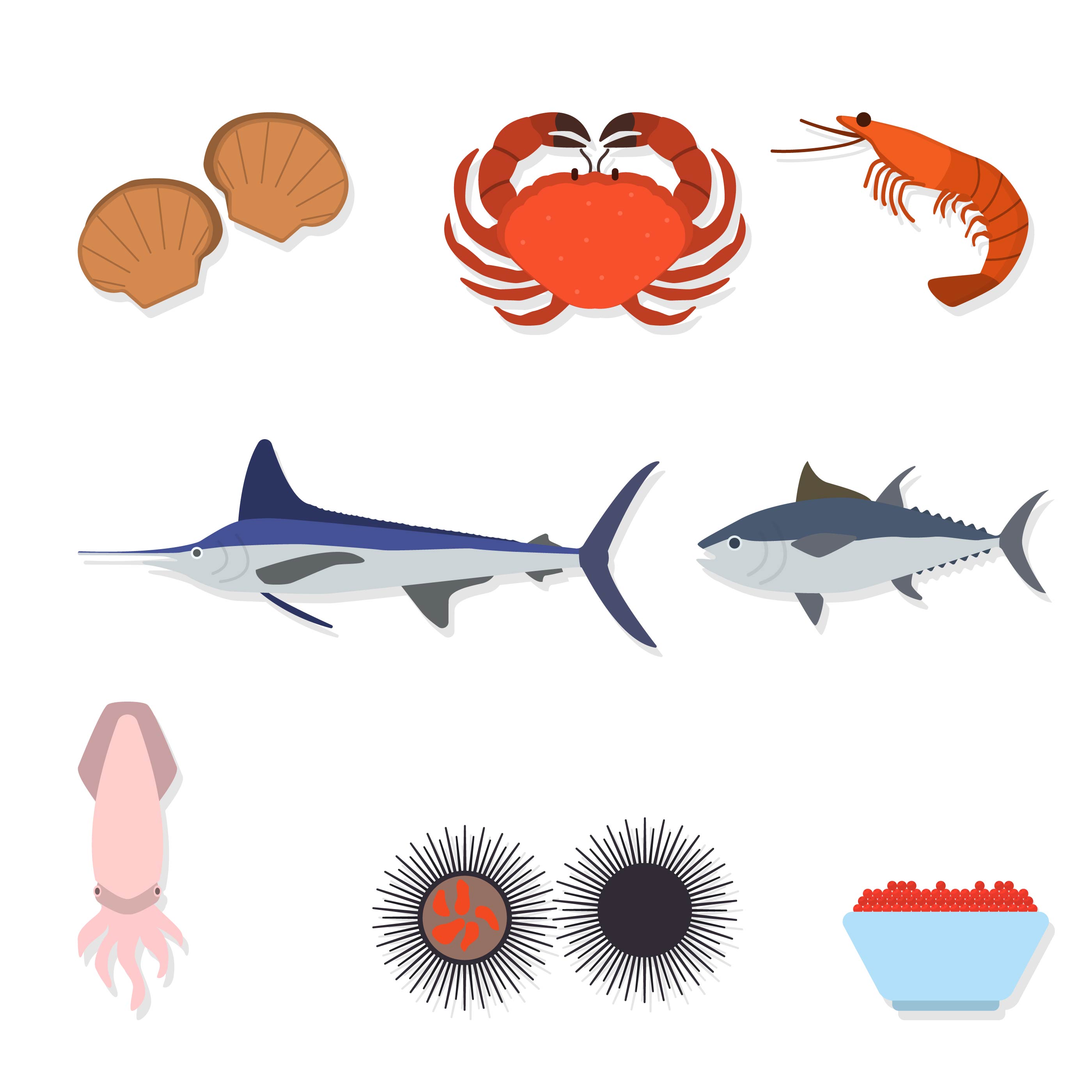 Download Flat Seafood Vectors - Download Free Vectors, Clipart ...