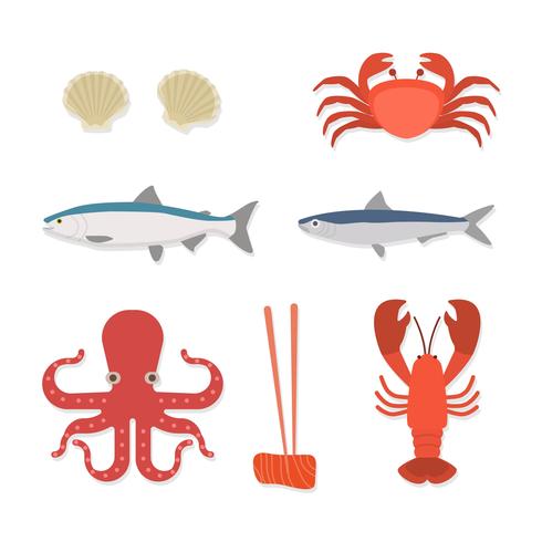 Flat Seafood Vectors