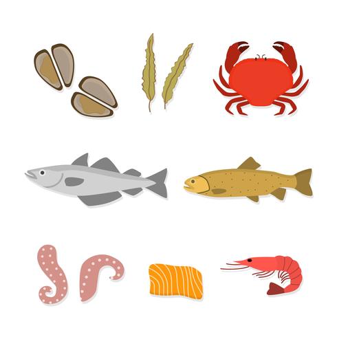 Flat Seafood Vectors