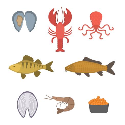 Flat Seafood Vectors