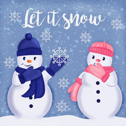 Vector Hand Drawn Snowmen Illustration