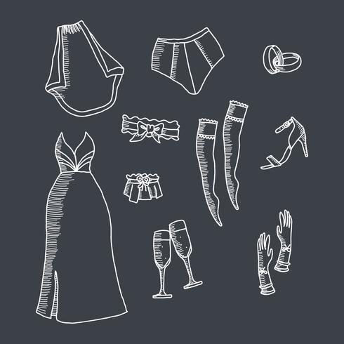 Wedding Stuff Drawn As a Chalkboard vector