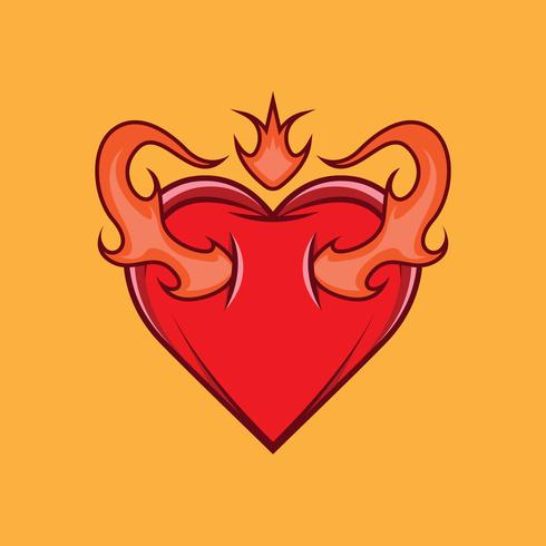 Llameante, corazón, vector