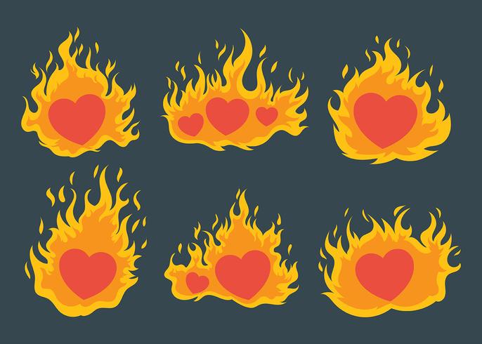 Flaming Heart Vector Set