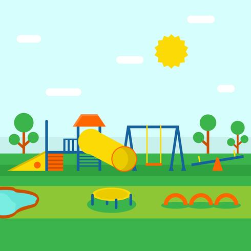 Playhouse en el medio de Playground Illustrator vector