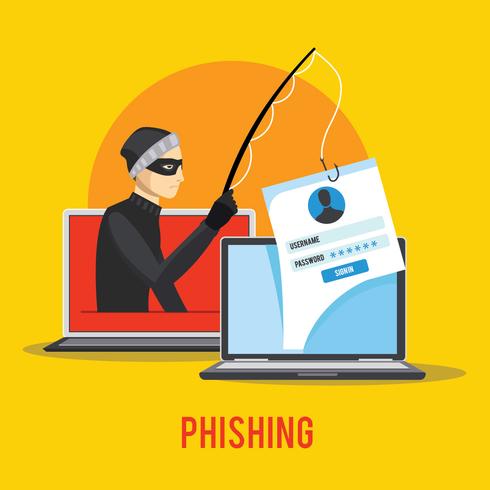 Hacker Phishing Data Via Internet vector