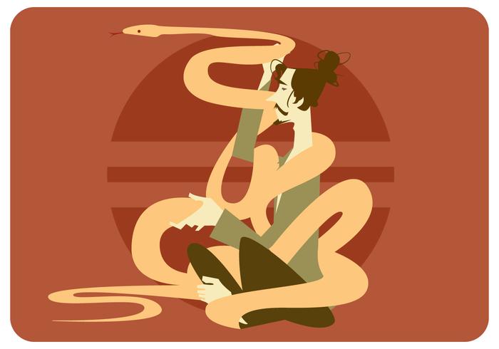 Anaconda And Meditation Man Vector