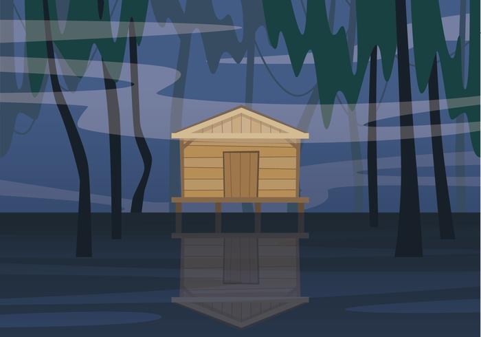 cabina en la ilustración de bayou vector