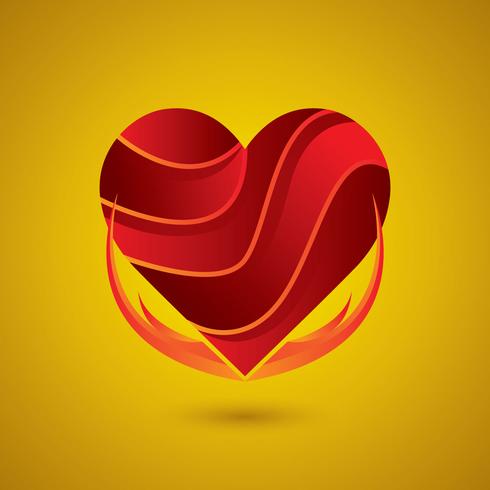 Llameante, corazón, vector