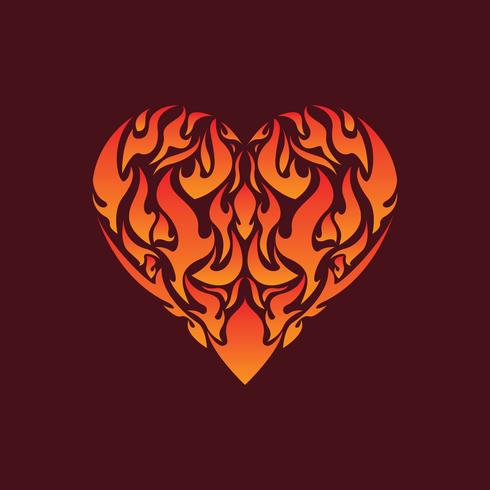 Flaming Inside Heart Illustration Vector