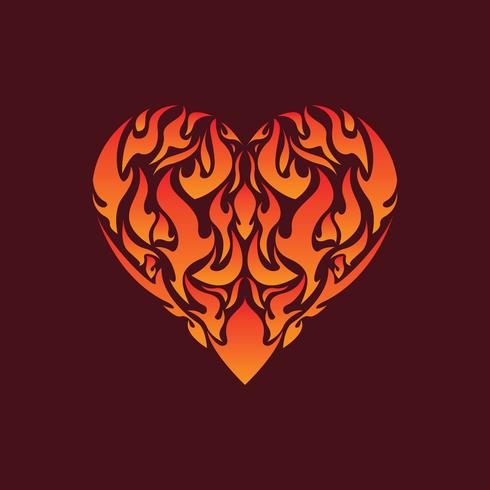 llameante dentro de vector de ilustración de corazón