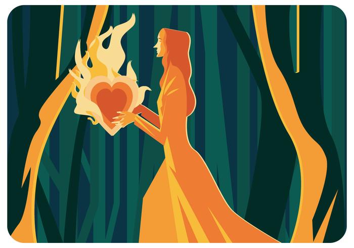 Abstract Flaming Heart Illustration Vector