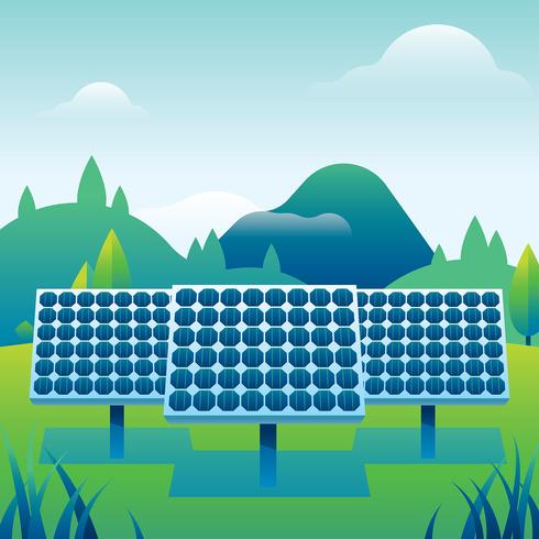 Solar Cell Power Plant Free Vector