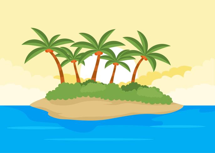 Desert Island Palmier Illustration Vectors