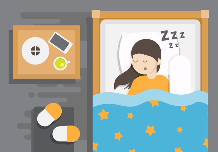 Overhead Bedtime Vector Illustration