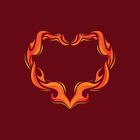 Flaming Outline Heart Illustration vector