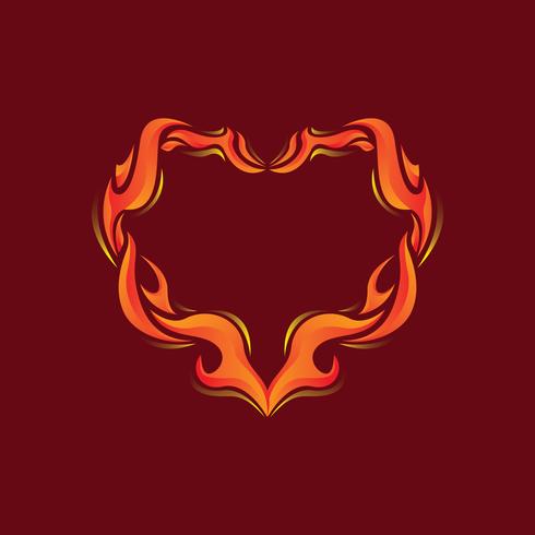 Flaming Outline Heart Illustration vector