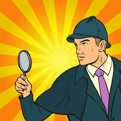 Detective buscando pistas Pop Art Illustration vector