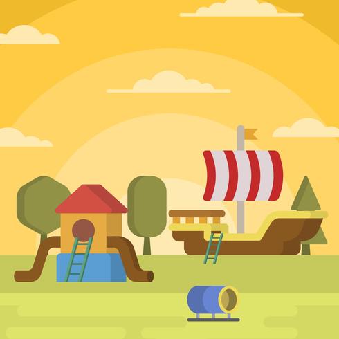 Flat Children Playhouse Vector Illustration