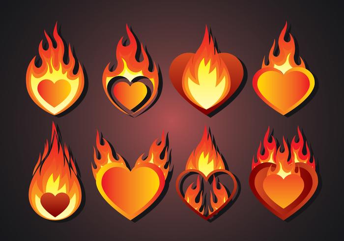 Flaming Heart Vector Set