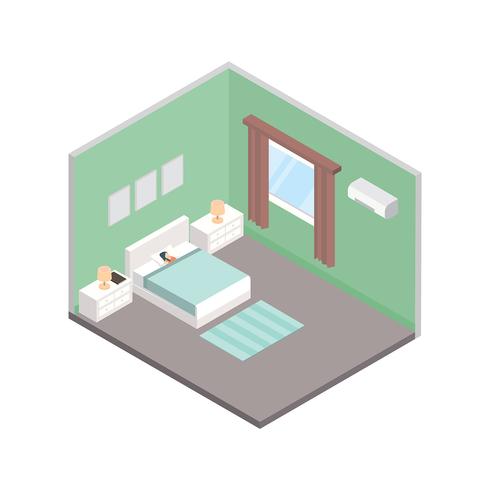 Bedtime Isometric Free Vector