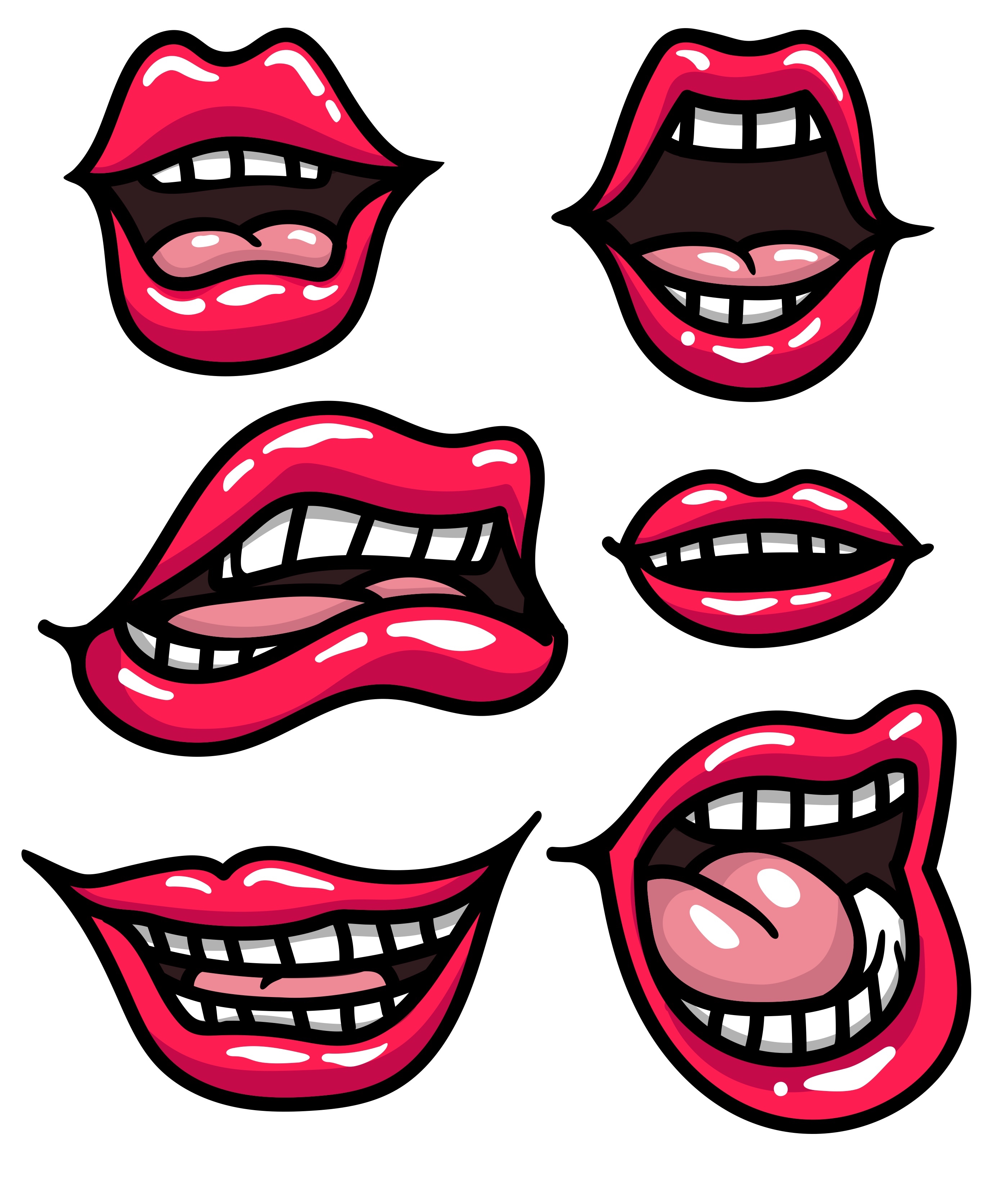 Vector Set Of Cartoon Mouth Cartoon Mouths Cartoon Faces Cartoon