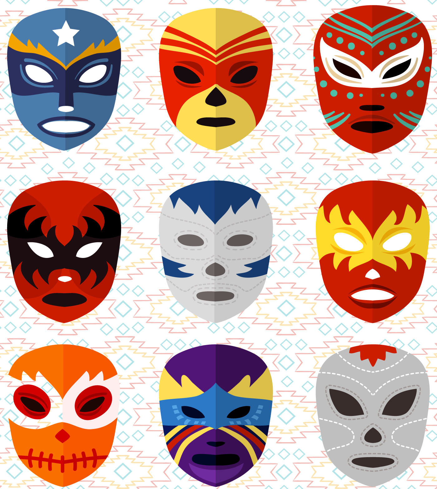 Lucha Libre Mask Cartoon