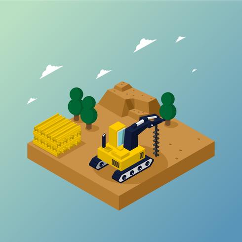 Isometric Excavator Vector