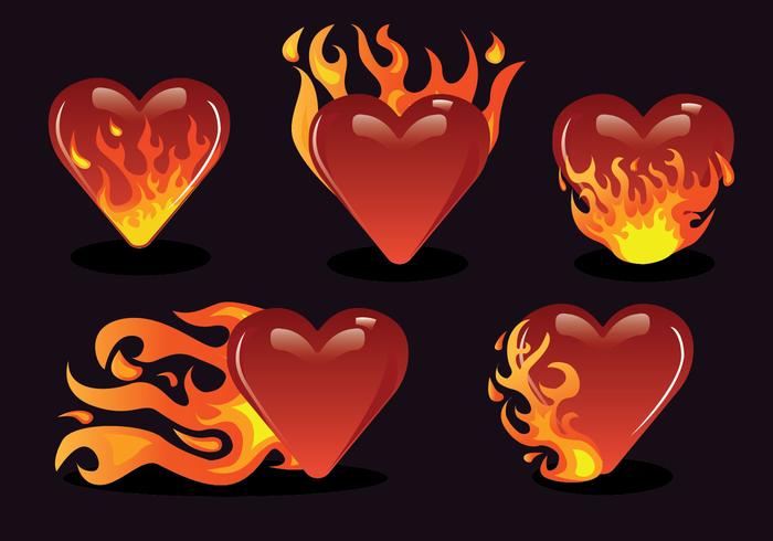 Flaming Heart Vector Pack